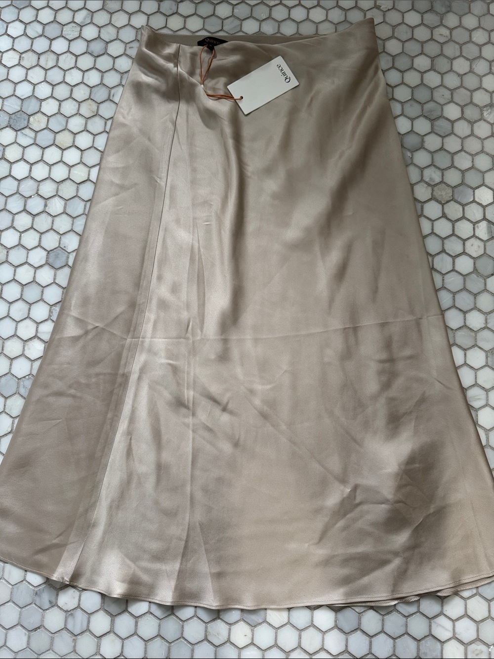 Quince Champagne Satin A-Line Skirt